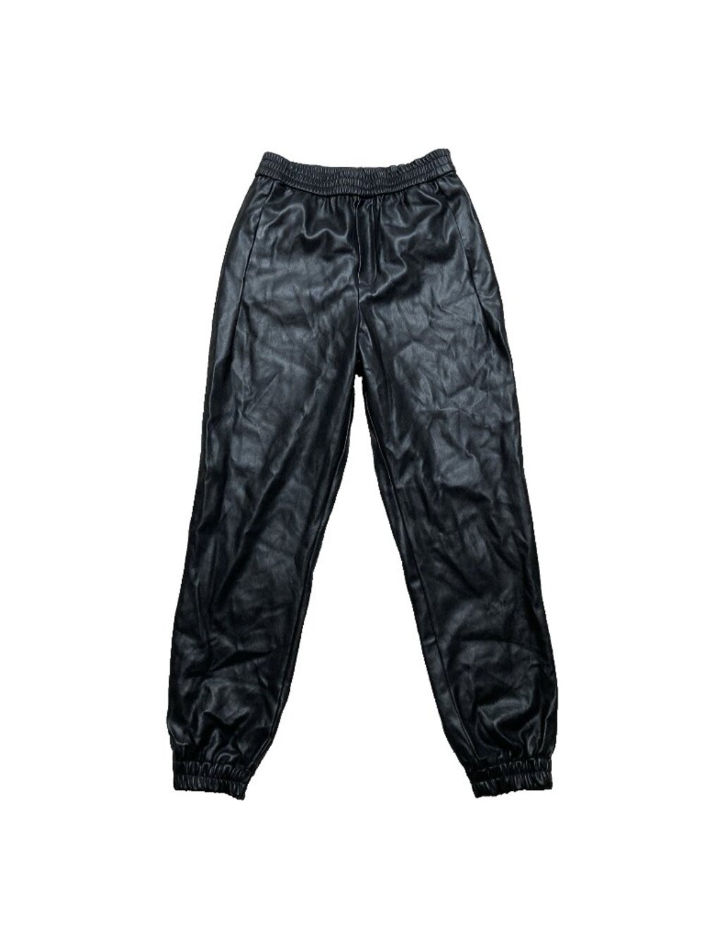 Zara Women’s Joggers Faux Leather Size XS, Solid Black